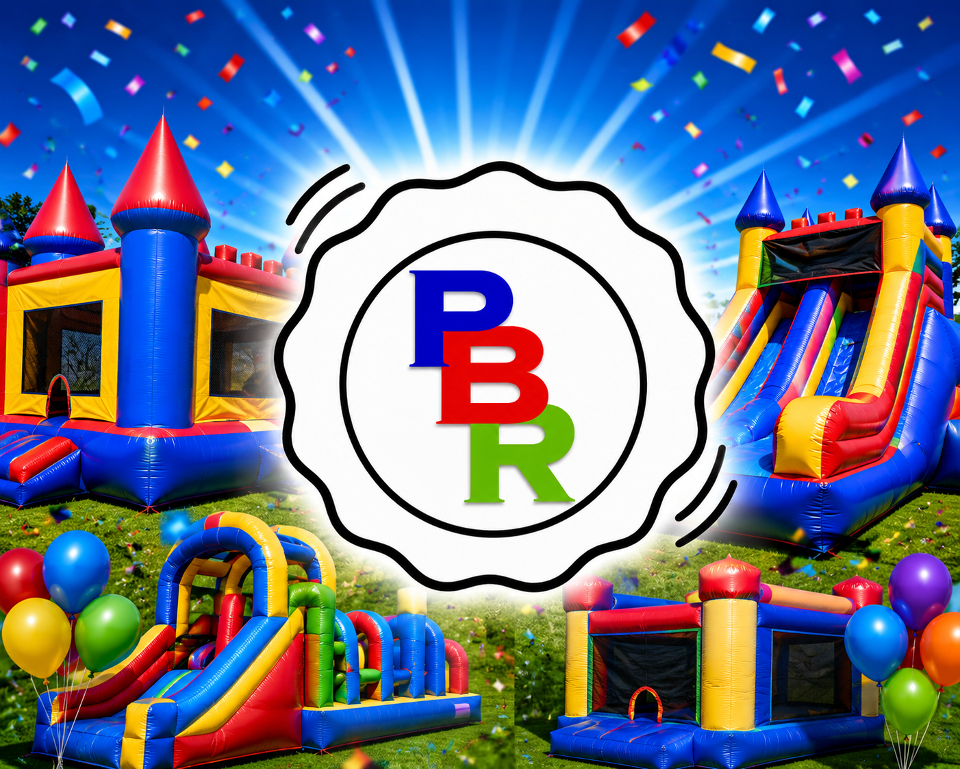 Kids playing in a colorful bounce house